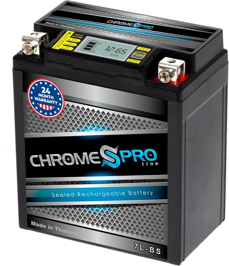 Chrome S Pro iGel YTX7L-BS Battery – 85 CCA, Gel Electrolyte, LED Display, 12V 6Ah – Fits ATV, Motorcycle, Scooter, Jet Ski, Dirt Bike, UTV, Snowmobile & More – T3 Nut & Bolt Terminal - Image 1